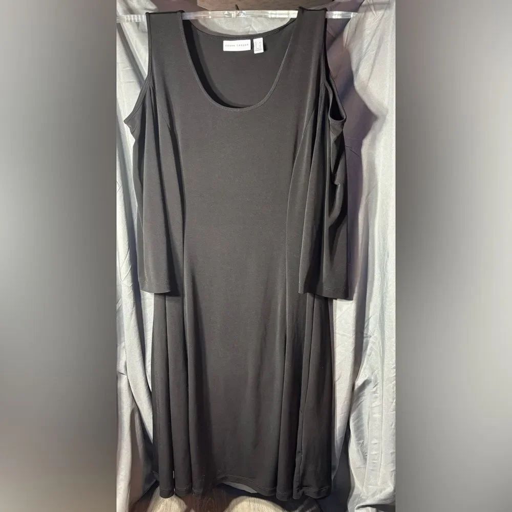 Susan Graver Black Long-Sleeve A-Line Dress EPC
